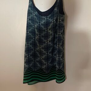 CAbi Blue and Green Patterned Tank Top